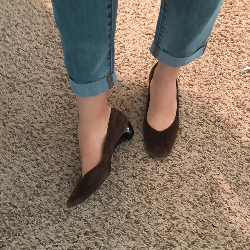 Salvatore Ferragamo Suede Low Pump Heel